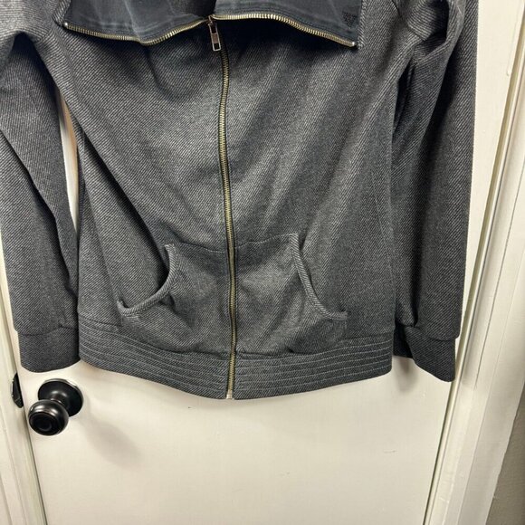 Guess Funnel Cowl Neck Shawl Collar Zip Up Sweatshirt Sweater Jacket - Picture 3 of 8